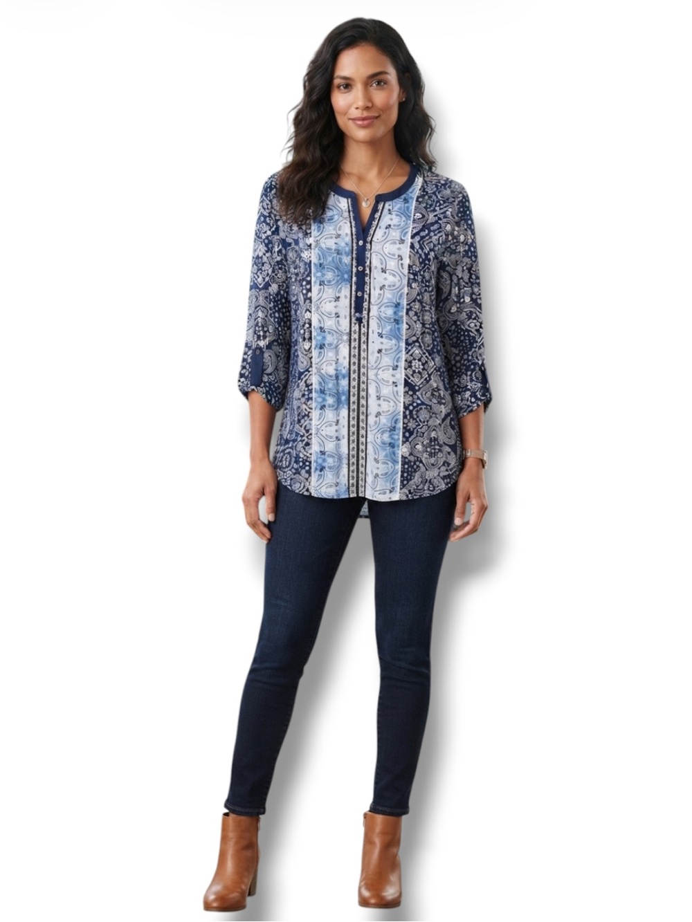 Nygard Paisley Print Henley Tunic Blouse – NWT Size Large